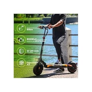 Trottinette Électrique UrbanGlide eCross Pro Boost 2 – 50 km d'autonomie, Double Moteur 800W, pneus 10" Tout-Terrain