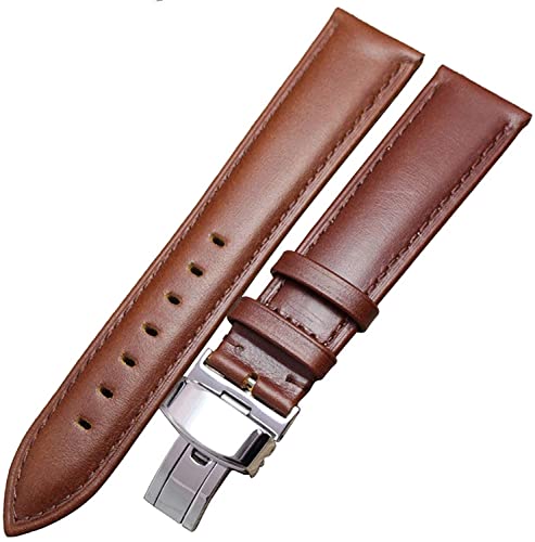 Bracelet de montre homme femme 19mm 21mm cuir lisse noir marron boucle acier