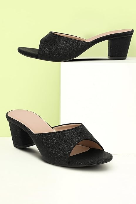 Image of Women's Block Heel Sandals - Open Toe Slip-On Dress Heels for Wedding & Party, Cushioned Comfort Insole, Stylish Synthetic Leather