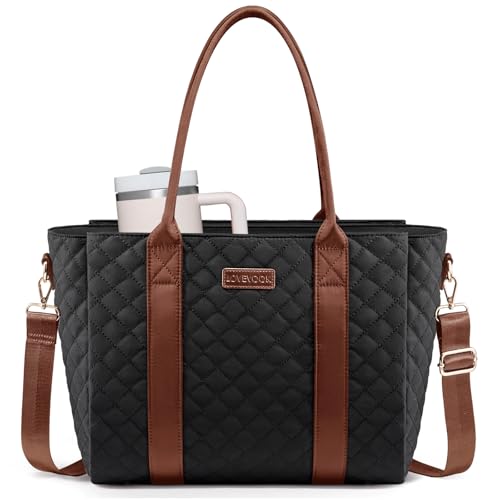 Image of LOVEVOOK Teacher Tote Bag for Women, Quilted Work Tote Nurse Laptop Bag, Large Computer Shoulder Bags with Zipper for Travel