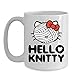 NA Strickbecher lustig - Hallo Knitty - Kitty Gesicht Wollknäuel - Keramik Kaffeetasse Teetasse (11oz.)