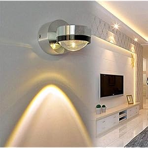 Phil Wall Lamp Applique LED Simplicité Moderne Aluminium Matériau en Verre transmettant la lumière Chambre Balcon Chambre Lumière d’ingénierie Lumières d’allée 7.5 * 10cm,Silver,purplelight7.5 * 10cm