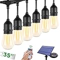 TDLOL 35FT Solar String Lights Outdoor Waterproof, Outdoor String Lights Solar Powered, Patio Lights with S14 Shatterproof Sockets, IP65 Commercial Grade LED Solar String Lights for Outside