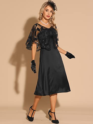 Allegra K Women's 1920s Shawl Wraps Sequin Beaded Bridal Cover Up Evening Cape Flapper Bolero3