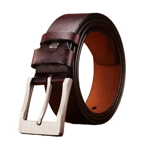 Men's Genuine Leather Business Belt - Fashion Design,Metal Buckle Jeans Casual Waist Belt