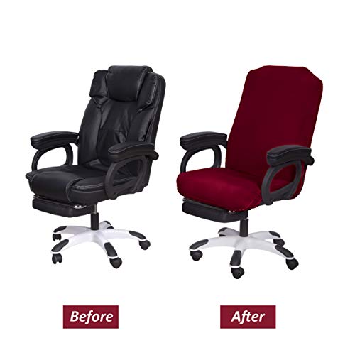Image of SARAFLORA Office Chair Cover- Large, Burgundy- Removable Computer Chair Cover for Office Chair with Zipper for Universal Rotating Chair Desk Chair Cover High Back Chair Seat Washable Protector for Pet