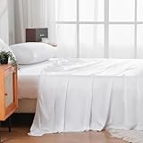Bedlifes King Size Sheet Set Cooling Sheets Rayon Derived from Bamboo-400TC Breathable Luxury Bed Sheets,Sateen Silky Bedding Sheets-16 Deep Pocket Ultra Soft 4 Pieces(White,King)