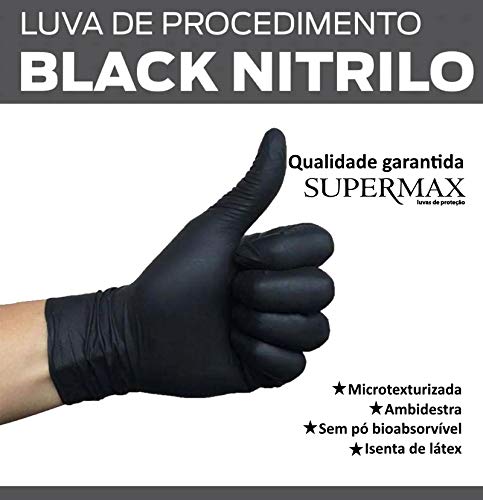 Luva de Nitrílica sem Talco Preta M - Supermax
