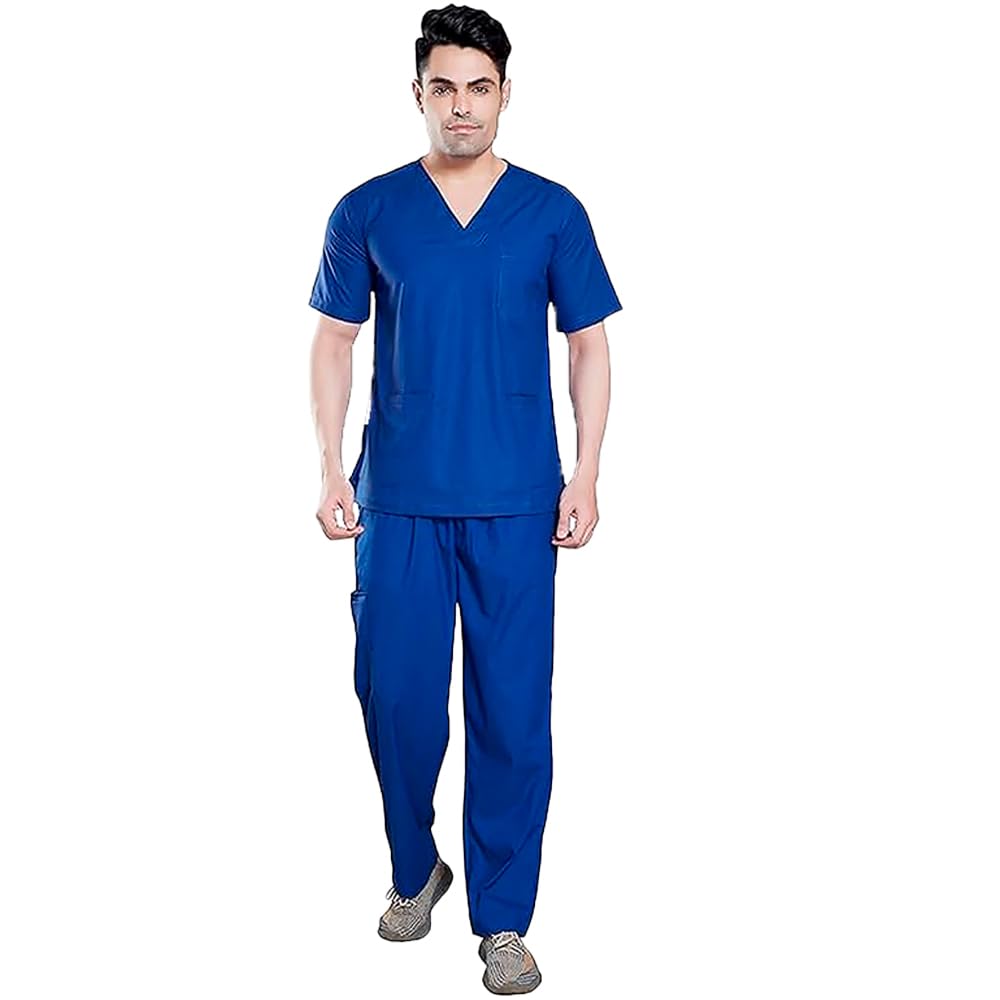 adhyah TrendyUniform Lycra Mens scrub Suits With Inseam Top Pocket,Pant With Zip Pocket Stretchable Scrubs Comfort Fit Uniform for Doctors, Nurses and Dentists (L) (B0CT5BNDN3) Amazon Price History, Amazon Price Tracker