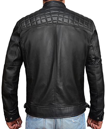 Image of Vintage Cafe Racer Leather Jacket Men Retro Motorcycle Racing Jacket
