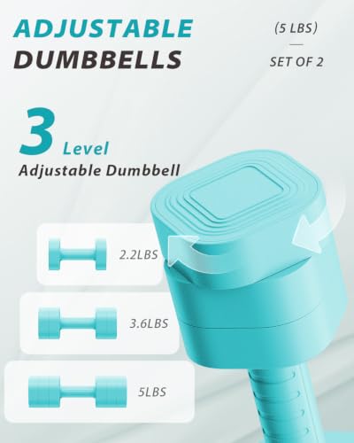 Image of Ragebby Adjustable Dumbbell Set of 2, Weights for Men and Women at Home, Anti-slip Handle, 3 in 1 Free Weights Dumbbells Set, 2lb /3lb /5lb /10lb /15lb /20lb for Pilates, Yoga, Strength Training