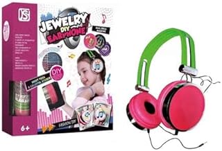 DIY Jewelry Design Headphones Kit for Kids, Pink and Green, Ages 6+