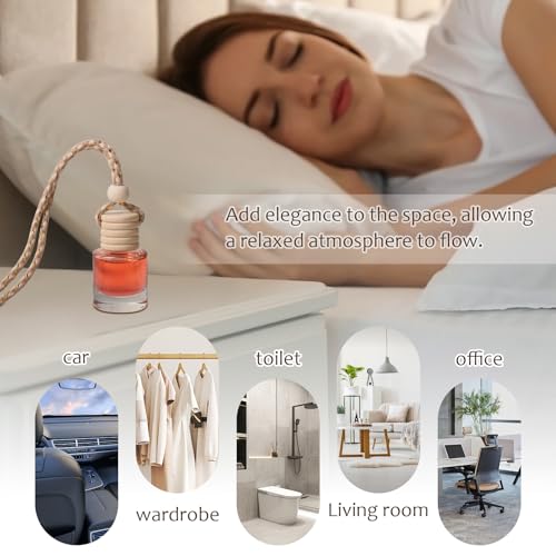Image of Hanging Car Air Freshener Diffuser, 60Pcs 8ml Empty Glass Essential Pendant Bottles, Automotive Oil Aromatherapy Fragrance Perfume jars