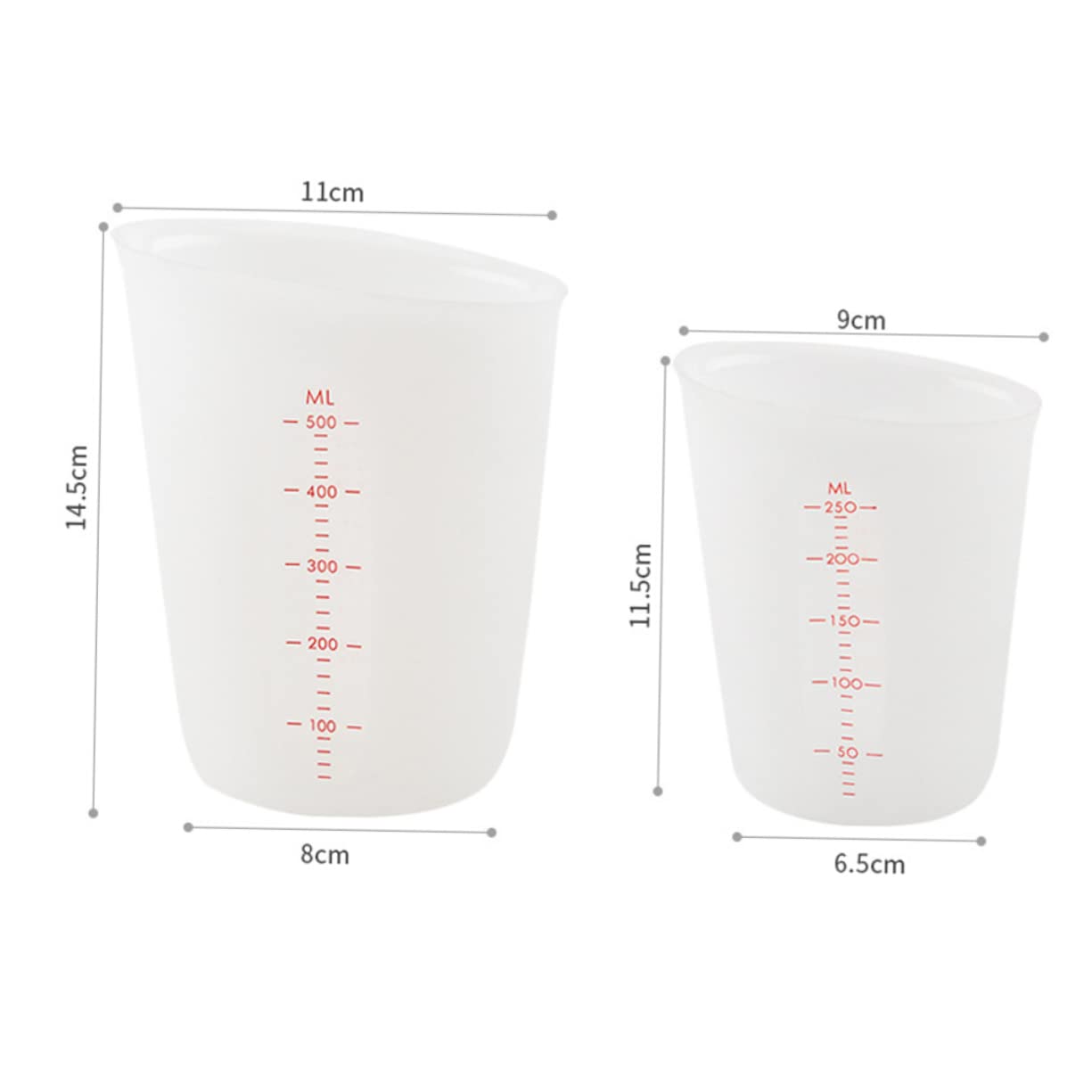 Amosfun 6 Pièces Récipient à Avec Graduations Petit Verre Doseur Tasse à Mesurer Visible Pichets Gradués Verser Une Tasse à Mesurer Tasses à Mesurer De Cuisine Tasse à Blanche