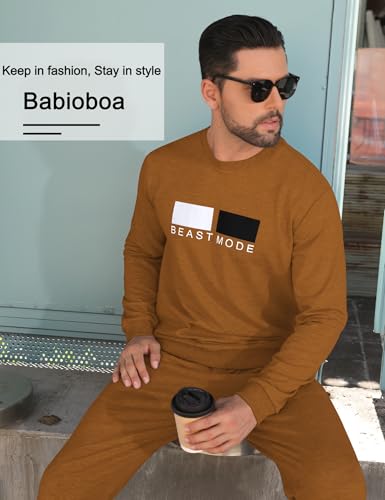 Babioboa Men's 2 Piece Outfits Long Sleeve Pullover Sweatshirt Tracksuit Jogger Sweatpants Sweatsuit Set3