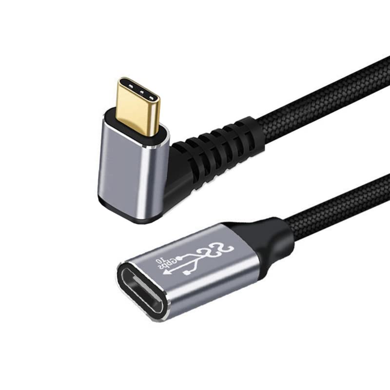 Image of CY Cable Up Down Angled USB-C USB 3.1 Type C Male to Female Extension Data Cable 10Gbps 100W Sleeve Compatible with iPhone 15 Laptop (20cm)