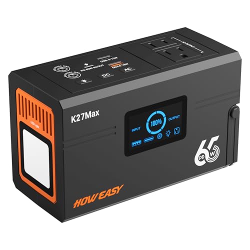 Image of HOWEASY Portable Power Station 135W（270W Peak), Backup Lithium Battery with 110V AC Outlets,98Wh(26400mAh) Solar Generator for Camping,for Outdoor Camping Emergency(Solar Panel Not Included)