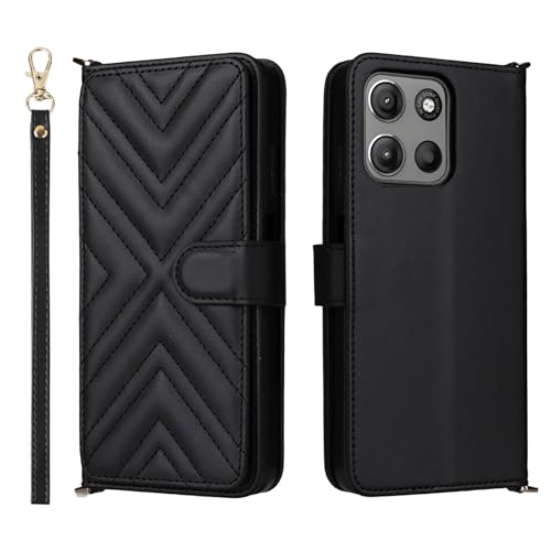 �Ή��@�� for Motorola Moto G67 5G / G77 5G �t���b�v���X�^���h�t�� �_�u���J�[�h�X���b�g �E�H���b�g�P�[�X Black