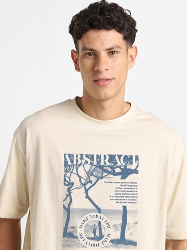 Image of Nobero Men's Oversized Graphic T-Shirt for Men | Soft Cotton | Drop Shoulder Relaxed Fit | Printed Casual Tshirt for Men