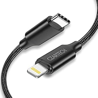 CZARTECH USB-C Cable Compatible with i-Phone 12,12 Mini,12 Pro/Max, 11, 11 Pro, 11 Pro Max, XS, XS Max, XR, X, i-Pad and More, 20W Fast Charging ,Power Delivery Cable (Nylon Braided, 4 ft/1.2 Mt), Black)