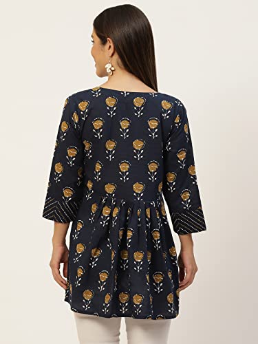 Image of feranoid Women's Cotton Floral Printed Short Kurti Tunic Top