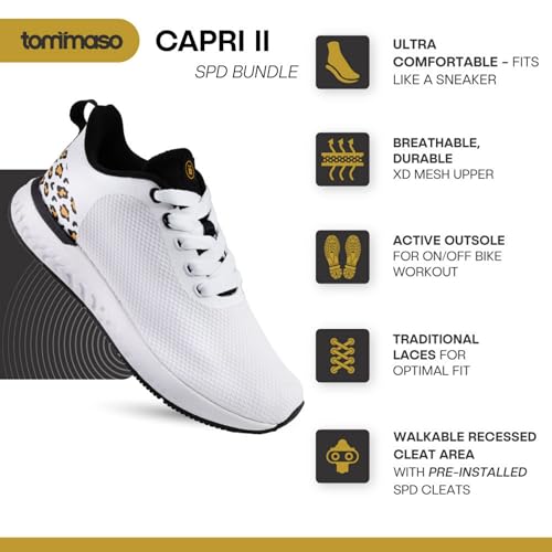 Image of Tommaso Women's Cycling Shoes with Pre-Installed SPD Cleats - Easy to Walk-in Ventilated SPD Cycling Shoes for Women's Spin Classes and Indoor Bikes - Comfortable on Foot and Toebox.