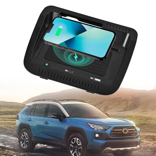 KEWISAUTO Car Wireless Charger for 19-25 Toyota RAV4, OEM Style Center Console Charging Panel USB-A USB-C Fast Wireless Phone Charger Pad for Toyota RAV4 2019 2020 2021 2022 2023 2024 2025 Accessories