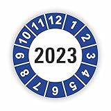 Fassbender-Druck PRÜFPLAKETTEN - Hochwertige Prüfetiketten JAHRESPLAKETTE 2023 Ø 20mm - Selbstklebende PVC-Folie - Wartungsetiketten für Prüfung - Prüfplakette für Prüfungsnachweis (30 Stück)