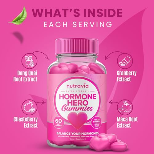 Hormone Balance For Women Gummies + PMS Relief Supplement - Supports Mood Swings, Clear Skin, Reduced Cramps and Bloating - Hormonal PMS Gummies PCOS Vitamin with Cranberry, Dong Quai (60 Gummies) - Image 4