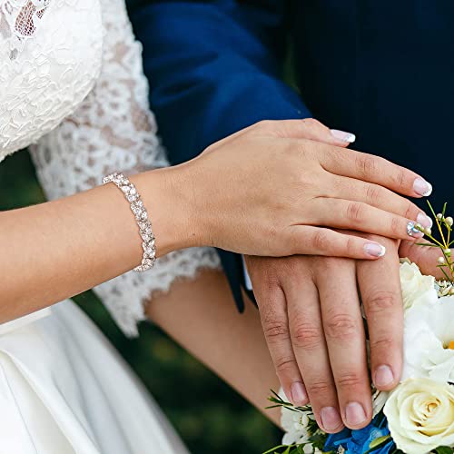 Crysdue Marquise Teardrop Cubic Zirconia Wedding Bridal & Prom Tennis Bracelets for Brides Bridesmaids, Silver/Gold/Rose Gold Plated Bracelet Gifts for Women2