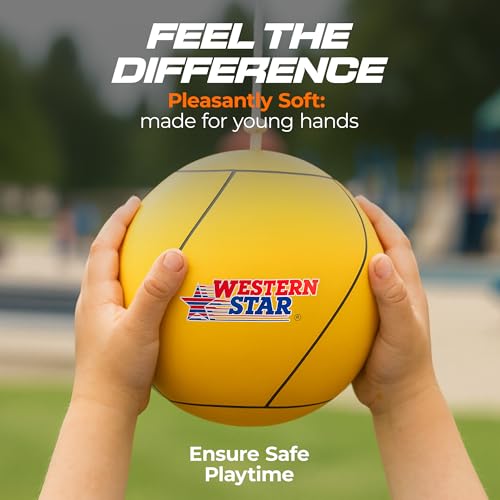 Western Star Tetherball Game Set - Soft-Touch Tether Ball with Durable Attached Rope - Indoor, Outdoor, Yard - 5 Colors - Easy Attach & Play - A Classic Family Outdoor Game for Kids