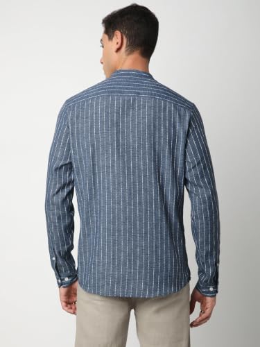 Image of VASTRADO Aegean Blue Chalk Striped Kurta MK5805A