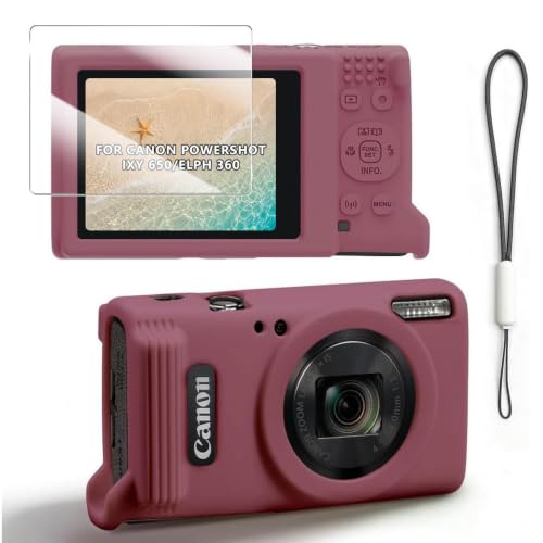 Funda de silicón para Canon PowerShot ELPH 360 con protector