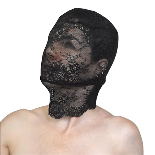 Erotische SPITZEN Maske - sexy durchsichtige Strumpfhosen Haube für Fasching, Karneval oder Halloween - venezianische Kopfmaske stretchig - Fashion Gesichtsmaske