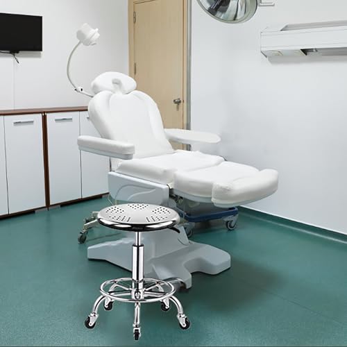 Tabouret roulant réglable hauteur inox solide et pivotant 360 - 2