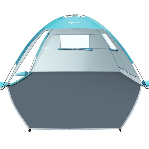 Glymnis Tienda de Playa, Refugio Playa para 2 3 Personas, Carpa de Playa con Doble Puerta de Cremallera, Ventanas Ventiladas, Protección UPF 50+, para Varar Parque Pescar