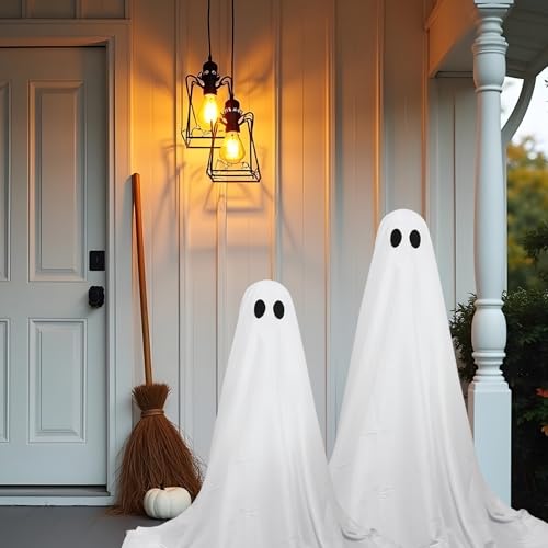 DAZONGE 2 Packs Halloween Decorations Outdoor, Spooky Halloween Ghost Decor with Remote String Lights Battery Operated, Easy to Assemble Ghost Decorations for Front Porch Yard の商品画像 3