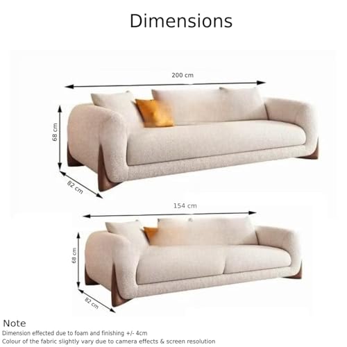 Image of Boucle Fabric Modern Design Sofa with Pillow or Strong Woden Legs Best for Living Room, Halways, Garden (3+2 Seater)