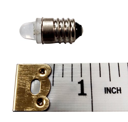Miniature LED Flashlight Bulbs, 3 Volt Mini Lamps, Cool White, E10 Small LED Bulbs, Pack of 5