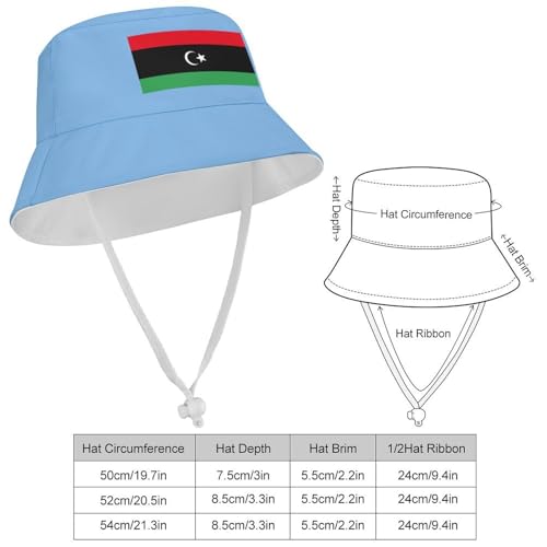 Kids Bucket Hat for Girls & Boys, Libya Flag Pattern Bucket Hat for Girls Boys,Fun & Cool Fun Outdoor Vacation2