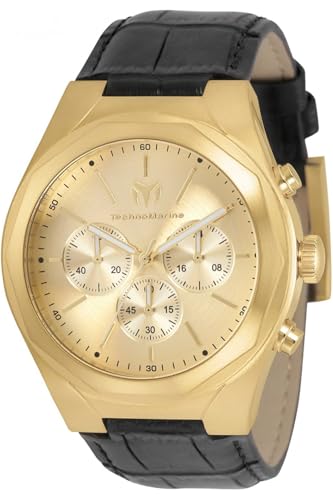 Technomarine MoonSun TM-820011 Reloj para Hombre - Impermeable - Analógico - Movimiento Cuarzo - Acero Inoxidable con Esfera Negro - 44mm