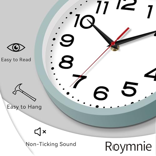 Roymnie ROYMNIE417 Wall Clock Silent Non-Ticking Modern Clock Battery Operated 8 Inch Small Classic Analog Decorative thumb #5