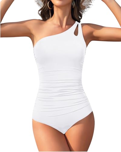 Century Star One Shoulder One Piece Swimsuit Women Tummy Control Modest Bathing Suits Full Coverage Swimming Suits Swimwear