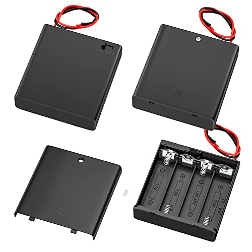 DAIERTEK 4 AA Battery Holder with Switch 6V Battery Case Holder with Cover 4 Slots 1.5V AA Battery...