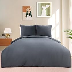 Funda Nordica Pelo Primark PanxHome Funda Nordica Cama 155x220cm, 3 Piezas Edredon Cama, Cálido y Acogedor para el Tiempo Frío, Funda Edredon Cama de Plumón Cristal, 1 Ropa de Cama y 2 Funda de Almohada 80x80cm, Antracita