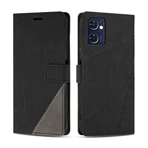 SONWO Case for OPPO Find X5 Lite, Premium Protective PU Leather Shockproof Wallet Flip Case Cover for OPPO Find X5 Lite, Black