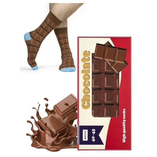 soxo lustige Herren Socken Baumwolle Bunte Witzige Gemusterte Sneaker Strümpfe mit Schokolade 40-45 EU / Gift box Verpackung Tafel Schokolade / Geschenkidee / Socken mit Essensmotiv