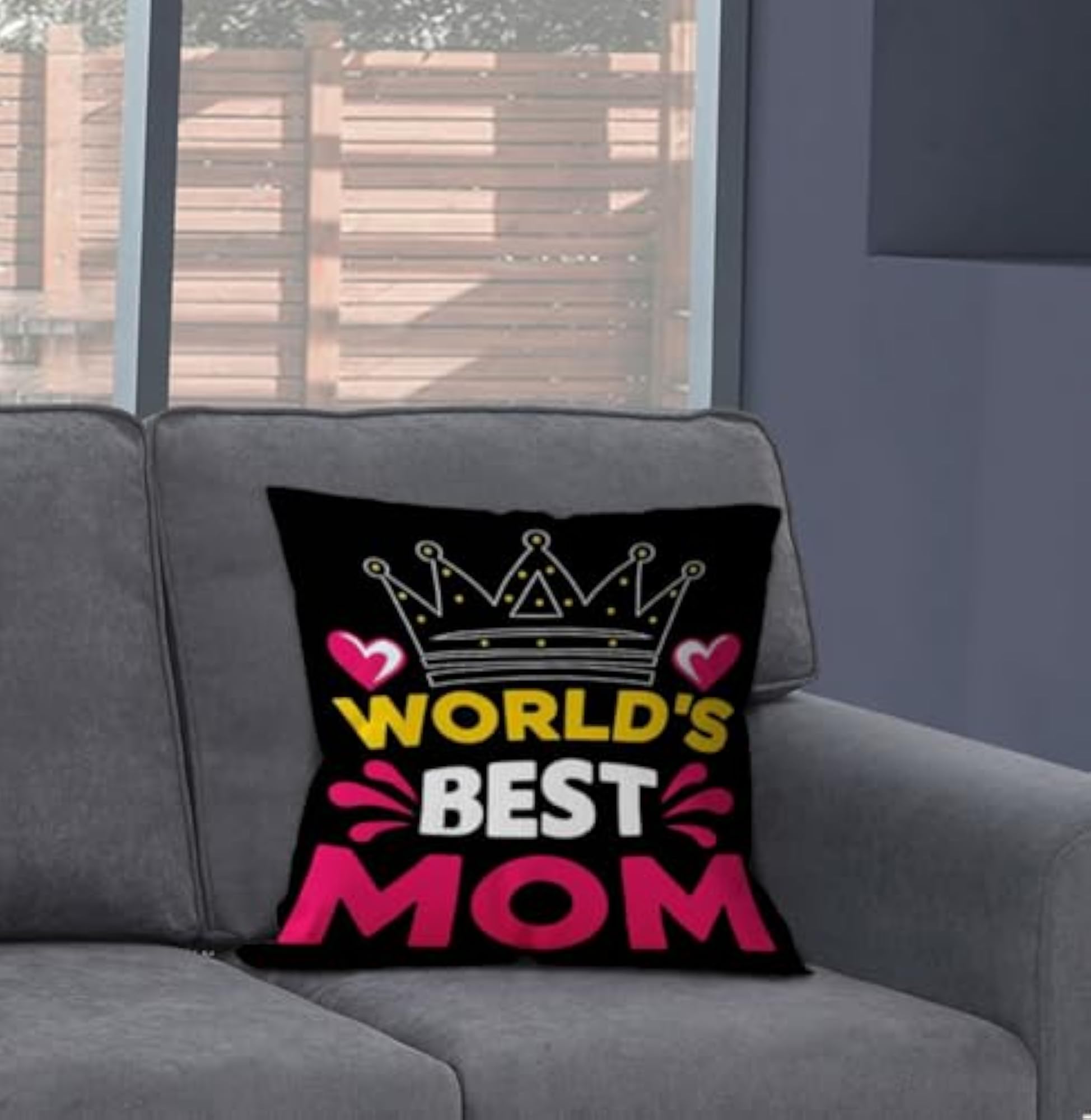 World's Best Mom Printed Silk Cushion Cover