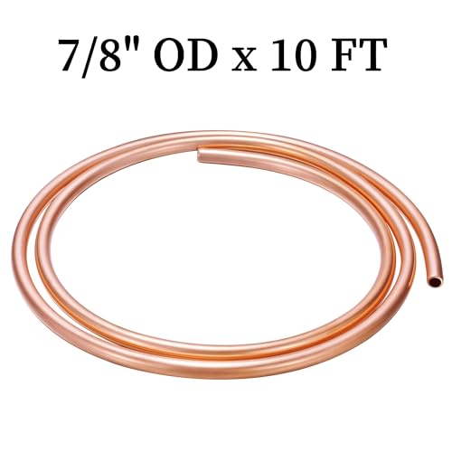 Image of GOORY Copper Tubing 7 /8 inch OD x 0.796 inch ID x 10 FT - 99.9% C12200 Pure ACR Tube - ASTM B280 Refrigeration T2 Copper Tube Soft Coil - Round Seamless Tubing for HVAC System Refrigerator Industry DIY