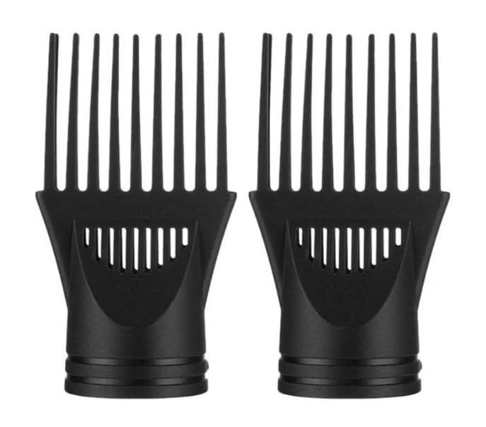 2-Pack Black Universal Hair Dryer Comb Nozzle for Straightening and Detangling
